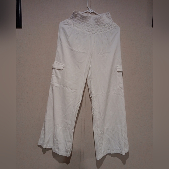 Happily Grey Women's White Smocked Waist Pants Size S - Picture 1 of 6